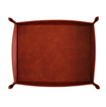 Genuine Leather Valet Tray in Warm Brown