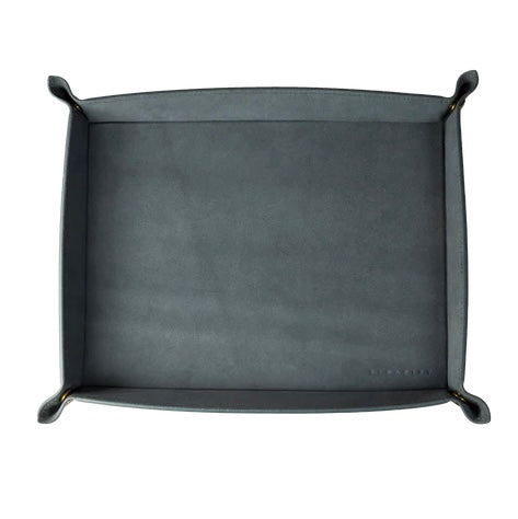 Genuine Leather & Suede Valet Tray in Grey