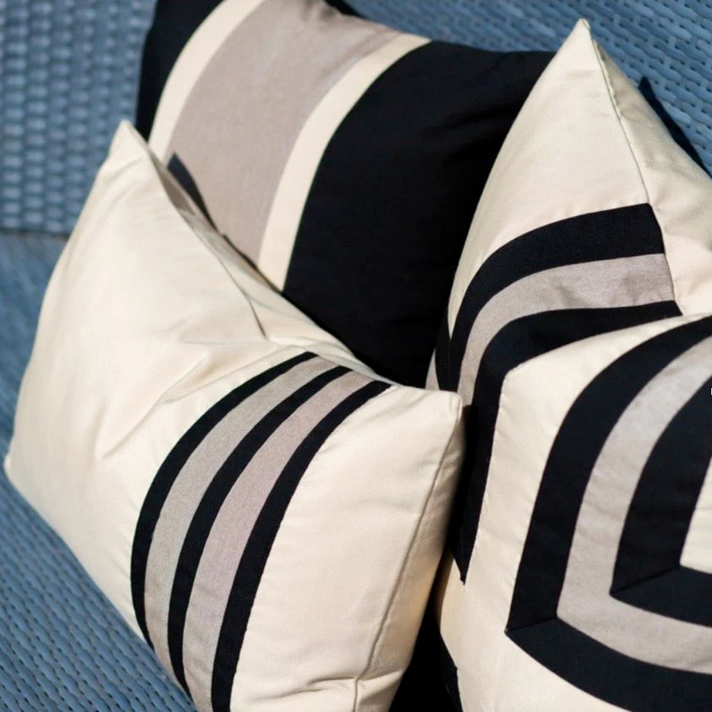 Bandhini Outdoor Black Stripe Lounge Cushion