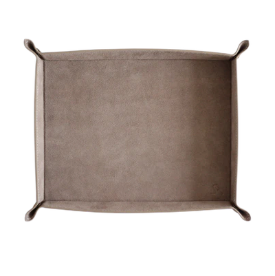 Genuine Leather & Suede Valet Tray in Light Taupe