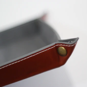 Genuine Leather & Suede Valet Tray in Grey