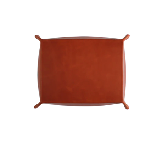 Genuine Leather & Suede Valet Tray in Light Taupe