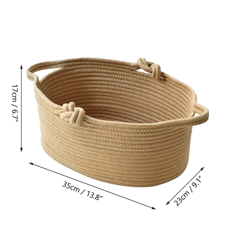 Braided Rope Oval Basket in Light Tan