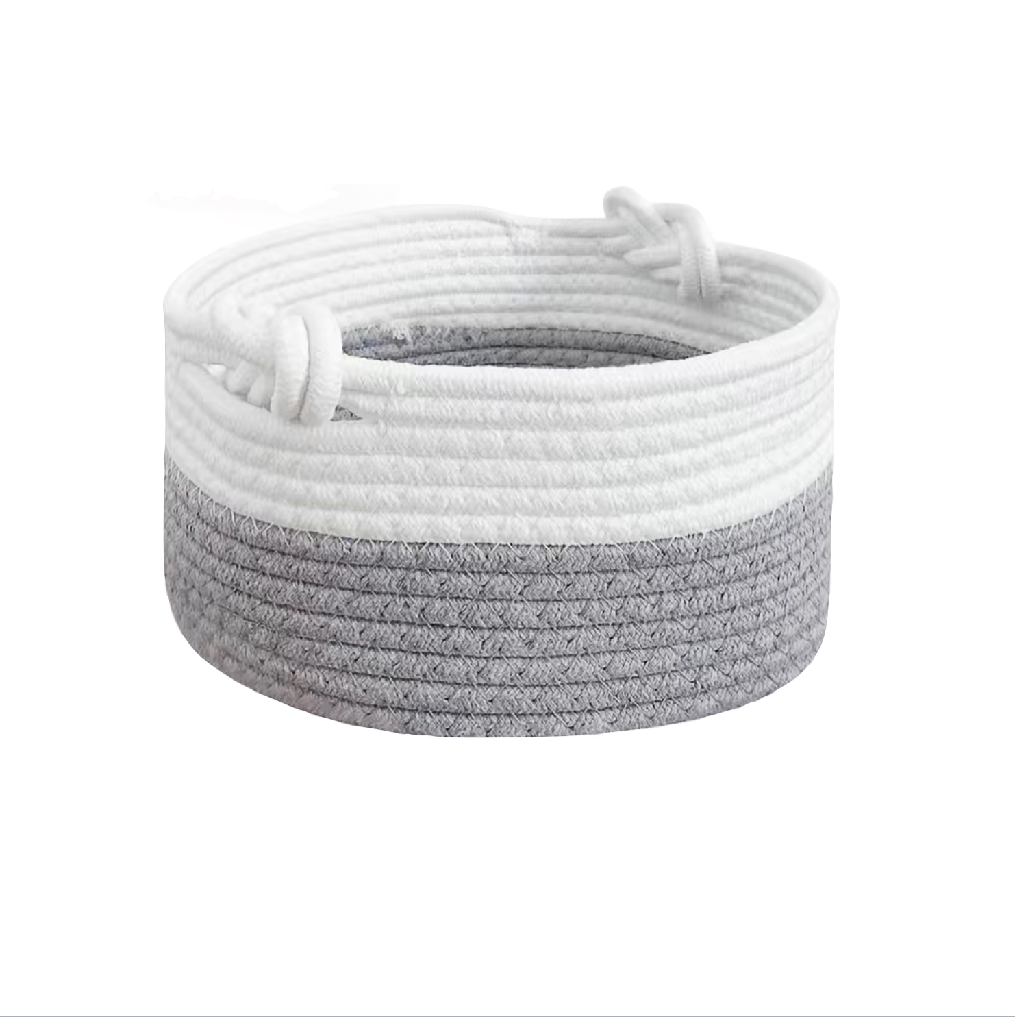 Small Braided Rope Baskets in Grey & White