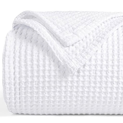 100% Cotton Waffle Weave Blankets White
