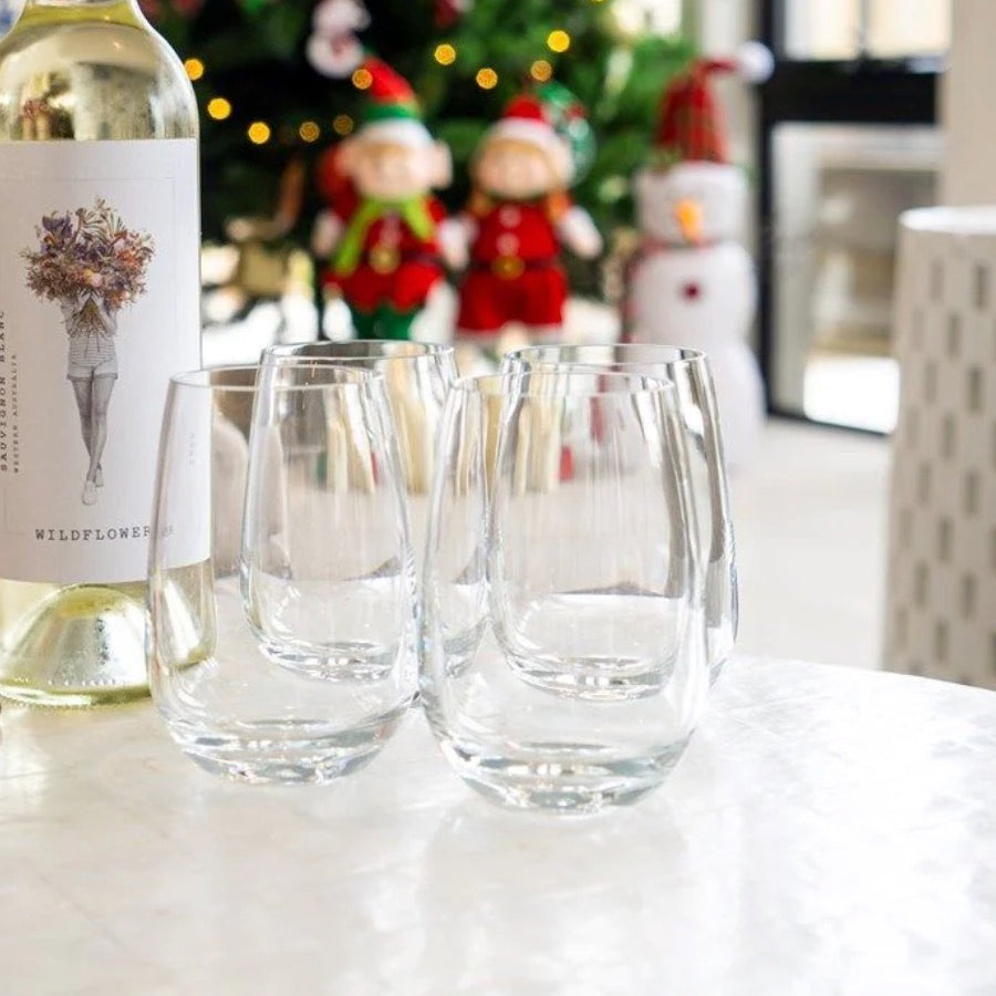 D Still Unbreakable Stemless White Wine Glasses Set