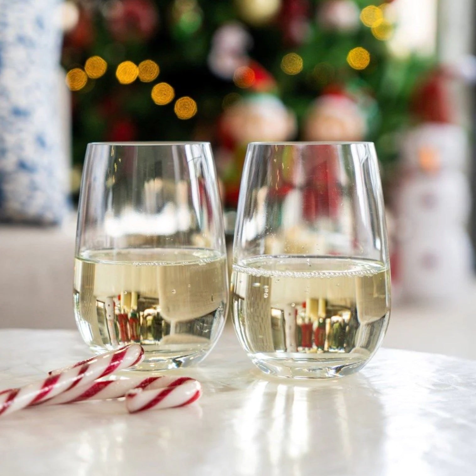 D Still Unbreakable Stemless White Wine Glasses Set