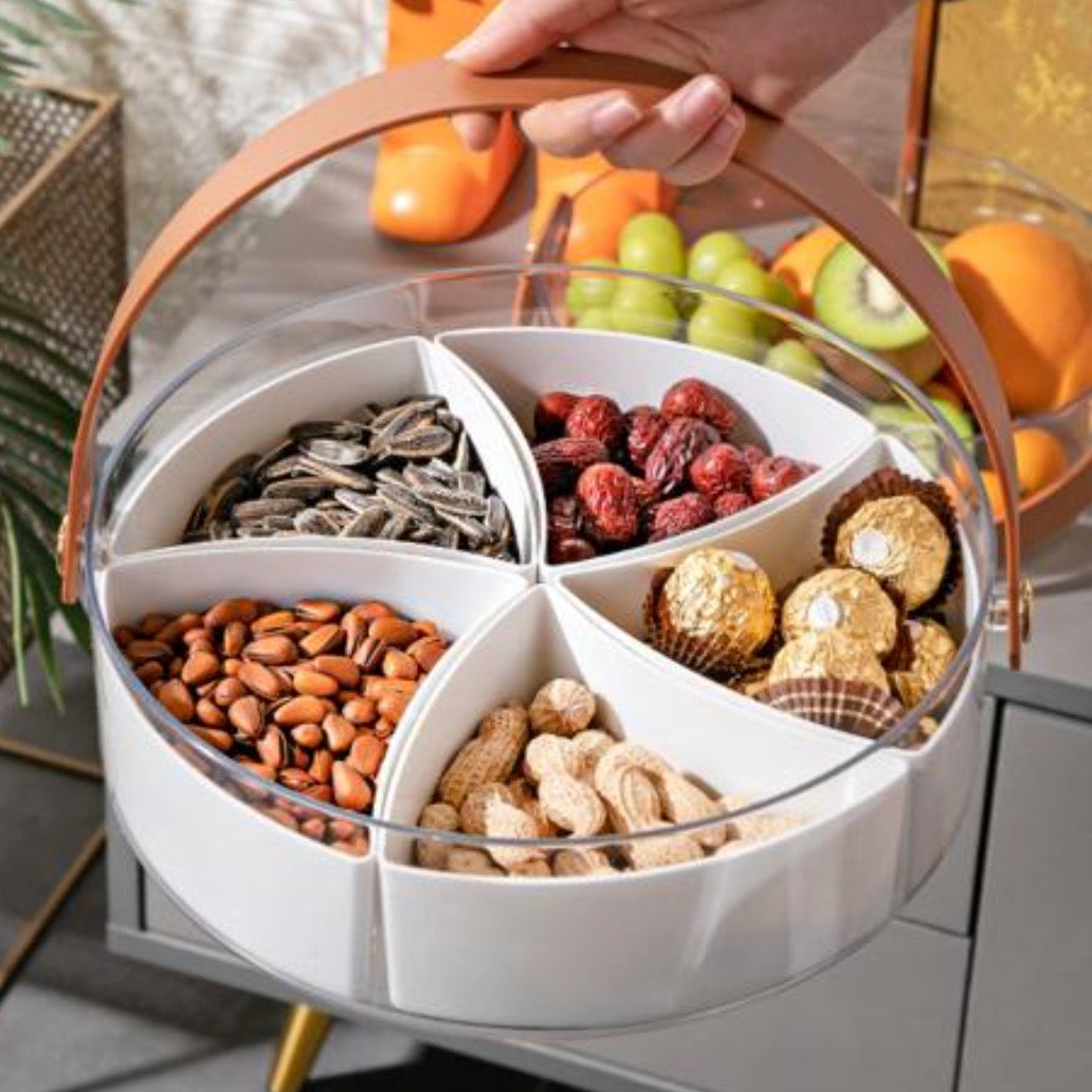 Snacks Serving Box With Handle, Inserts & Lid