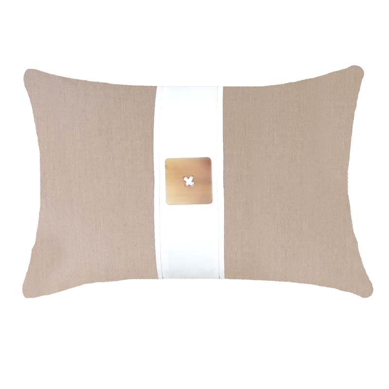 Bandhini Outdoor Natural Horn Button Lumbar Cushion