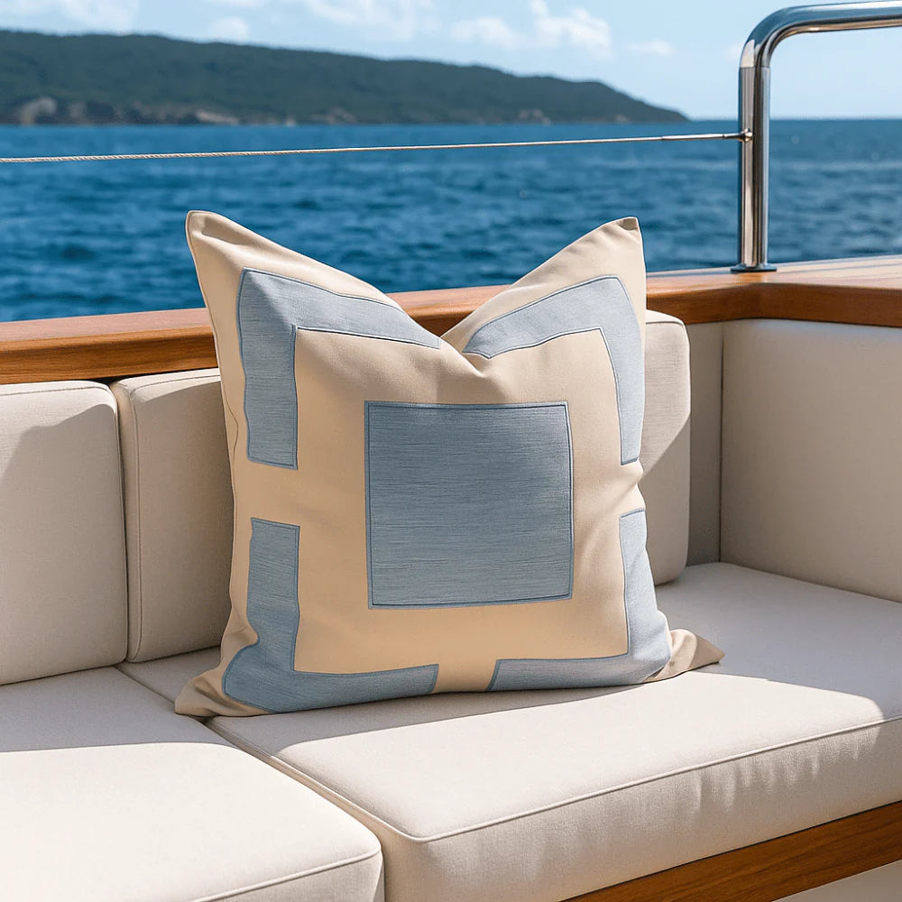 Bandhini Outdoor Cloud & Beige Panel Lounge Cushion