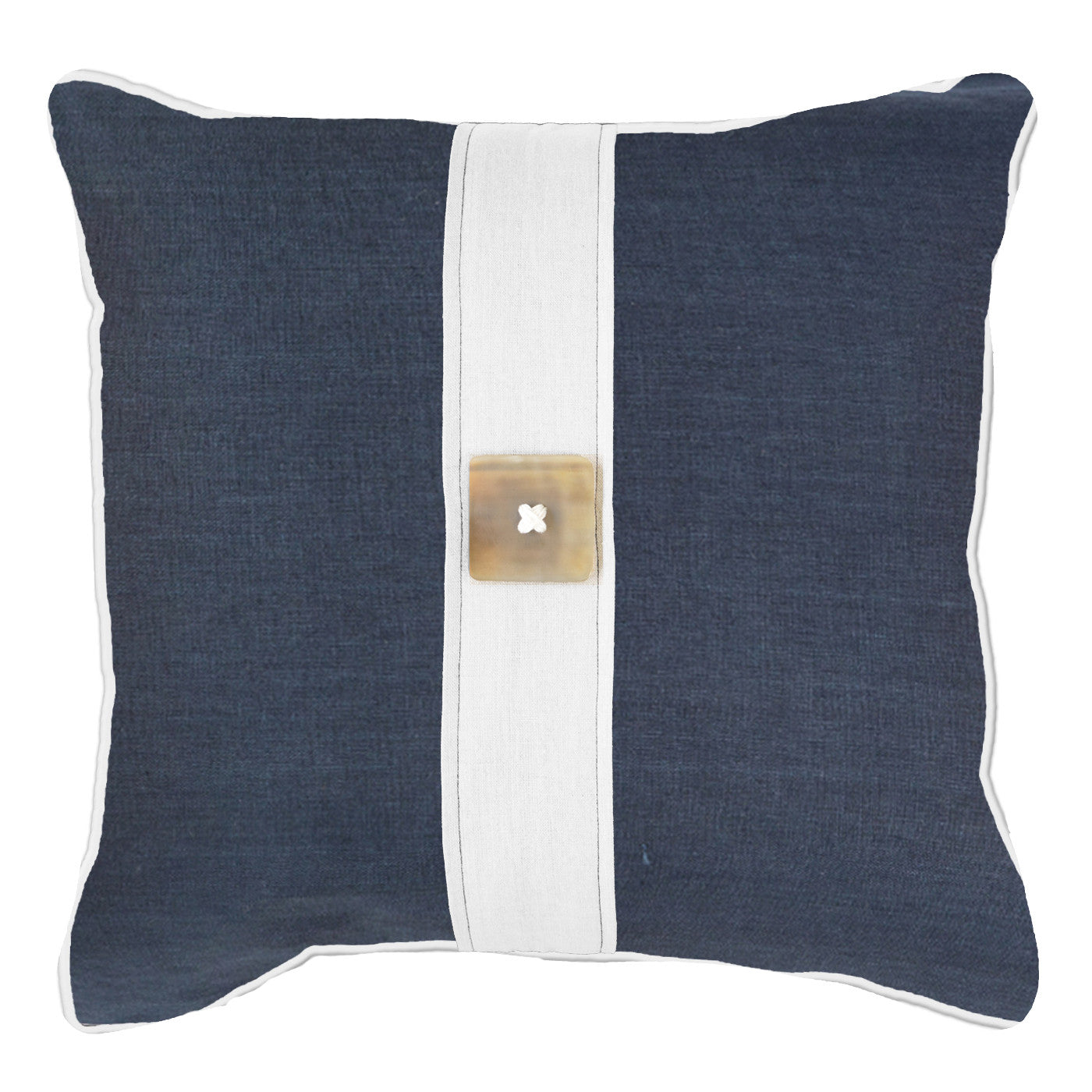Bandhini Navy Linen Horn Button Cushion