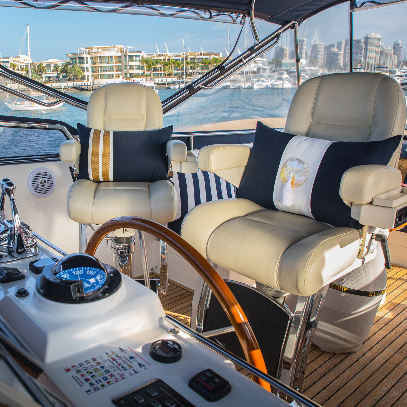 Bandhini Outdoor Navy Tassel Lounge Cushion