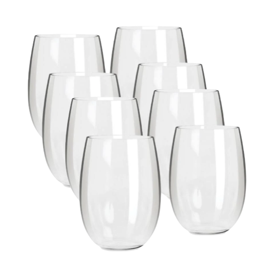 D Still Unbreakable Stemless White Wine Glasses Set