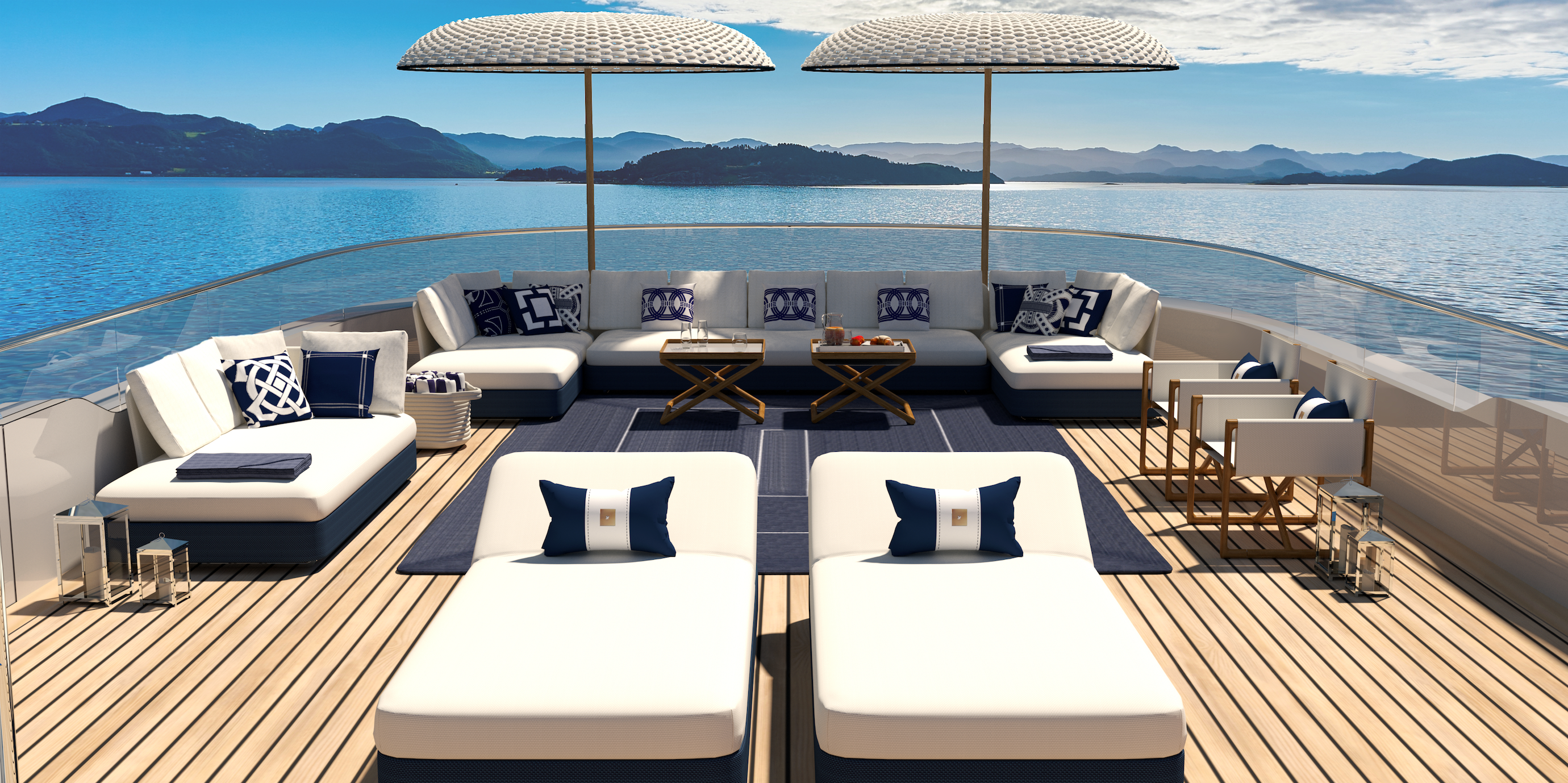 Beach Bum Braided Rope Basket Navy & White