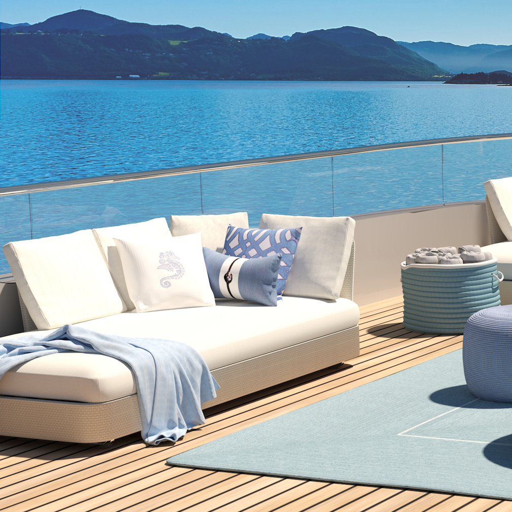 Doodle Edge Braided Rope Mat Cloud Blue