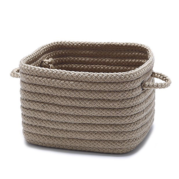 Outdoor braided baskets for towels and shoes