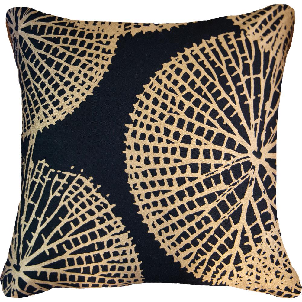 Bandhini Black & Gold Bone Lily Pad Lounge Cushion
