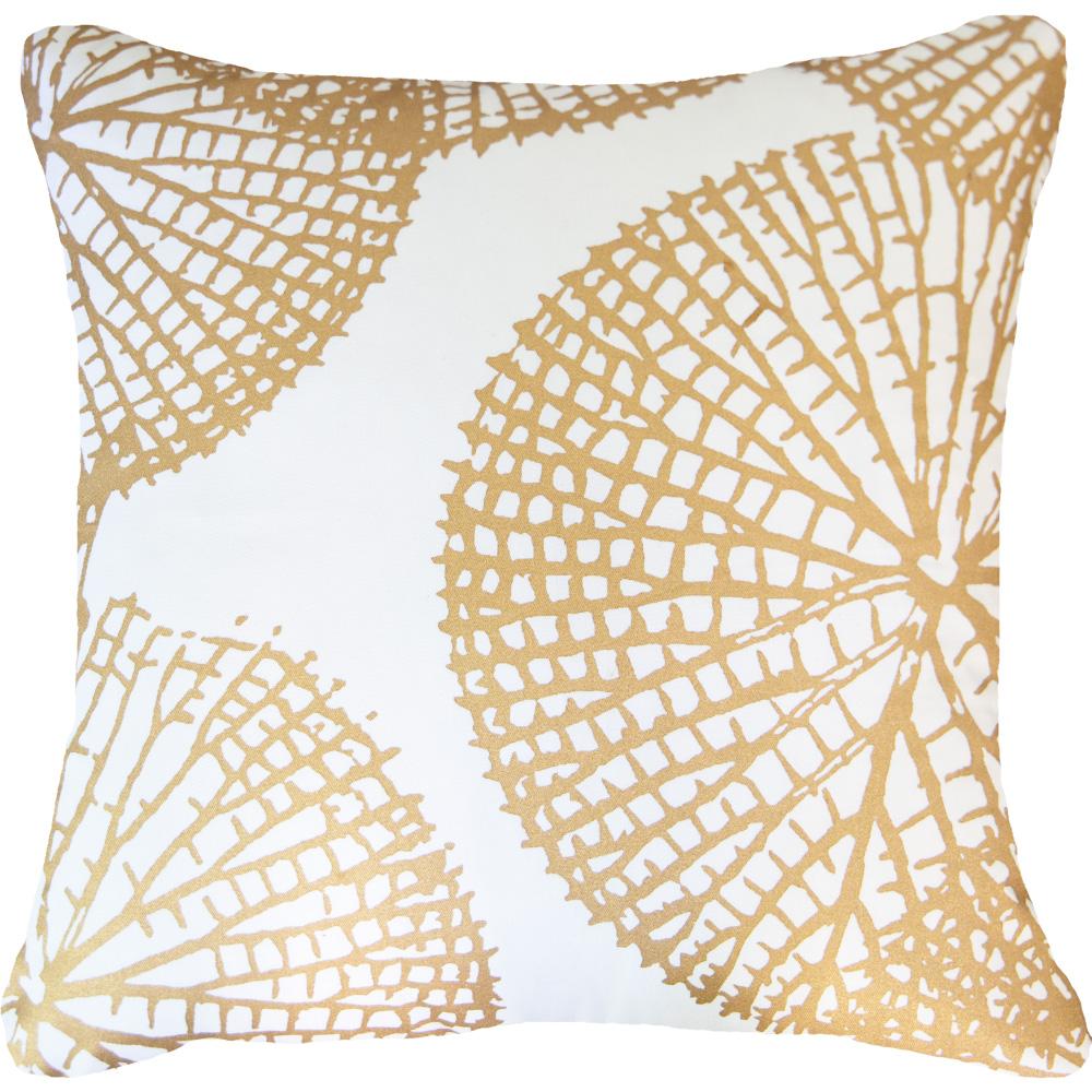 Bandhini White & Gold Bone Lily Pad Lounge Cushion