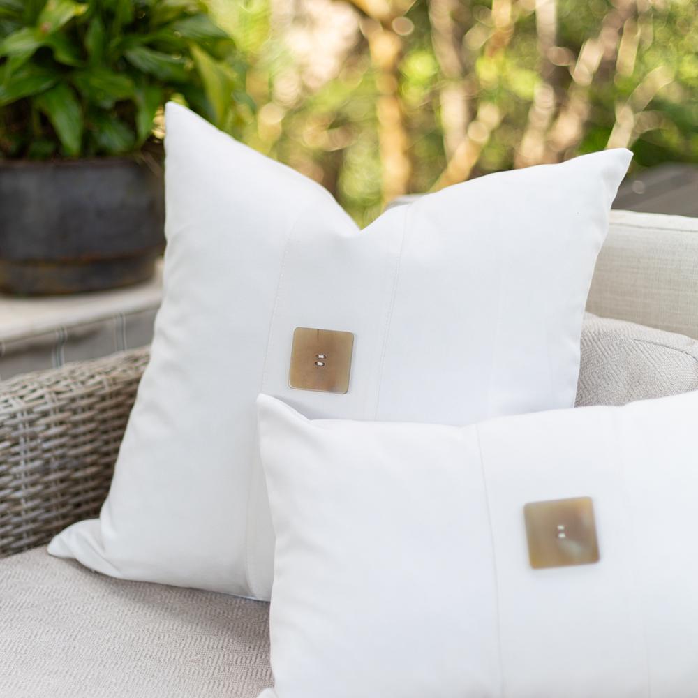 Bandhini Outdoor White Horn Button Lounge Cushion