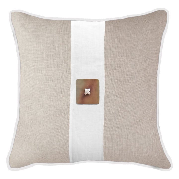 Bandhini Natural Horn Button Cushion
