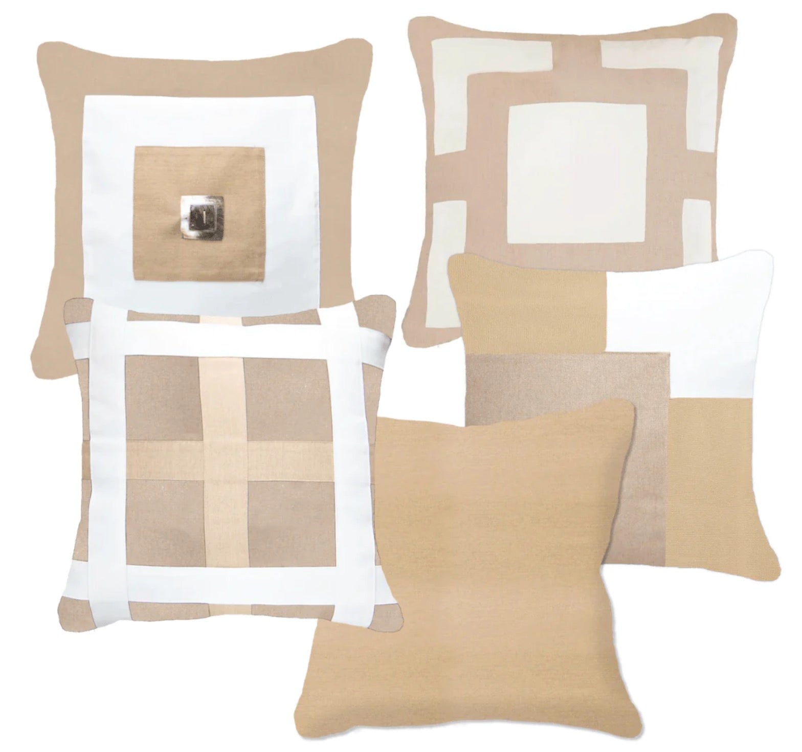 Bandhini Outdoor Beige Squares Cushion Bundle