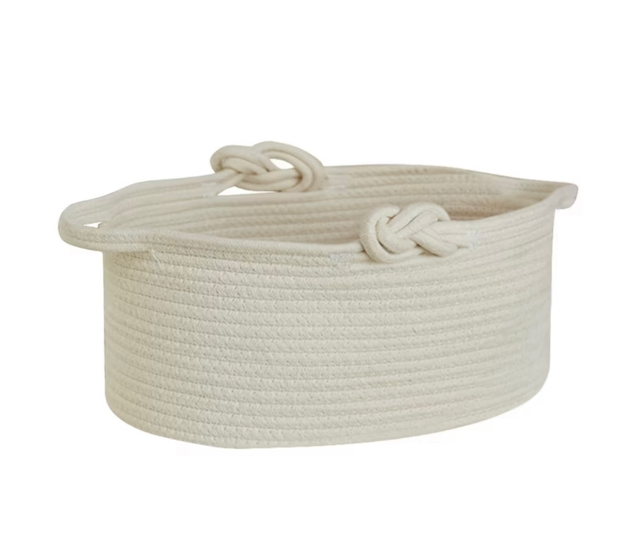 Small Braided Rope Round Baskets in Off White