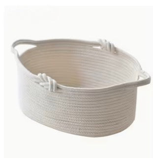 Set of Braided Rope Round Baskets in Off White