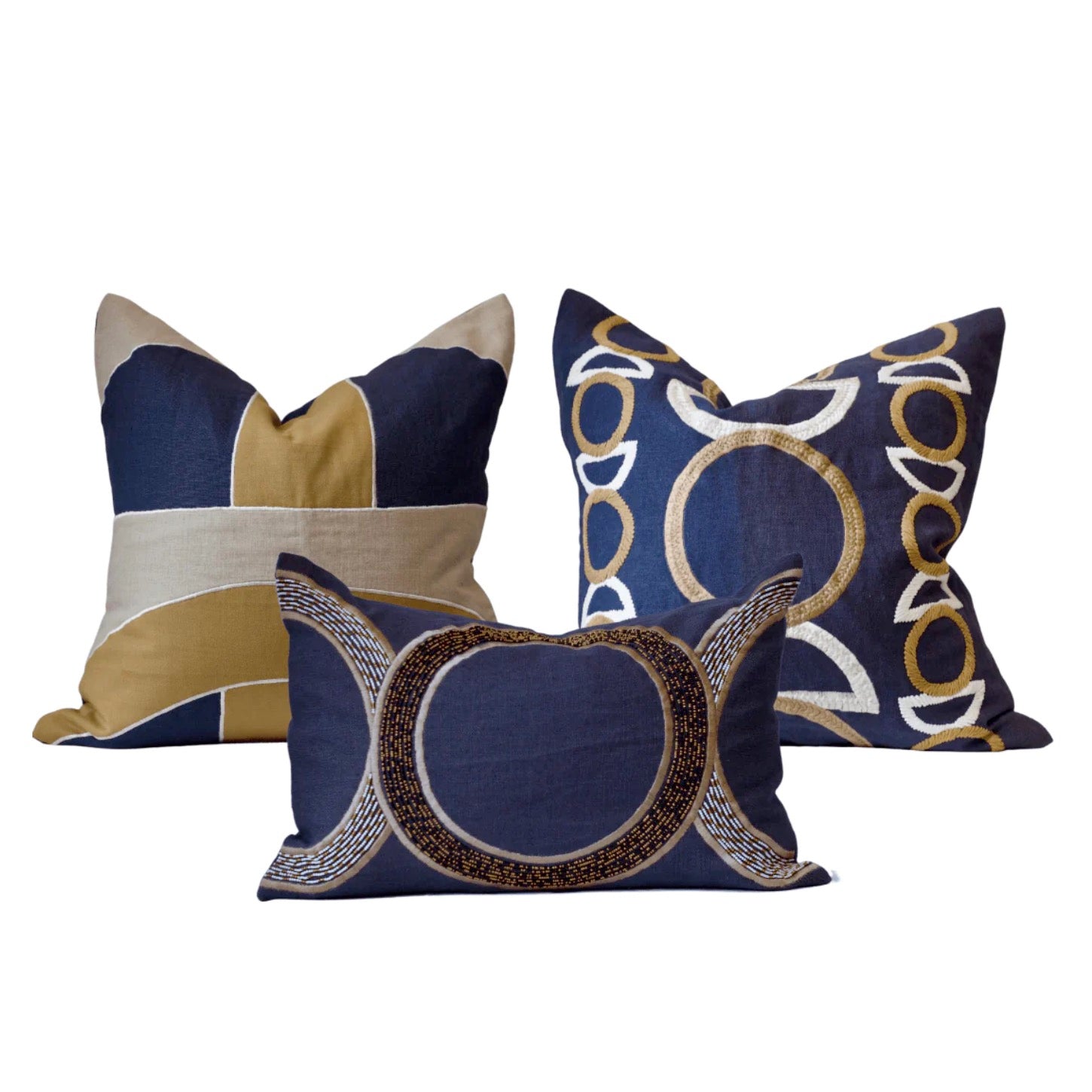 Bandhini Navy Inter Gem Cushion Bundle