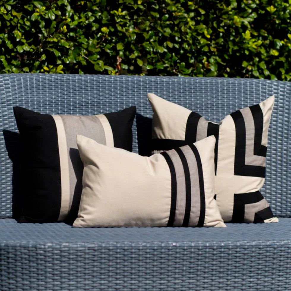 Bandhini Outdoor Black Stripe Lounge Cushion