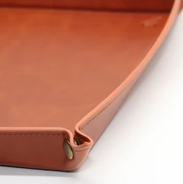 Genuine Leather Valet Tray in Warm Brown
