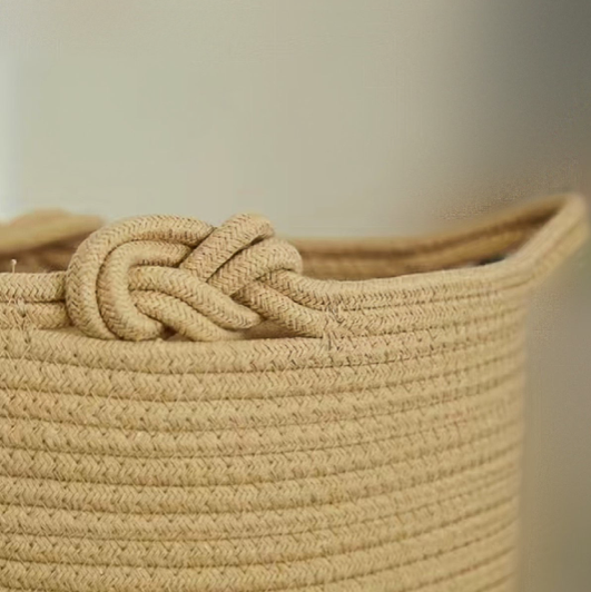 Braided Rope Oval Basket in Light Tan