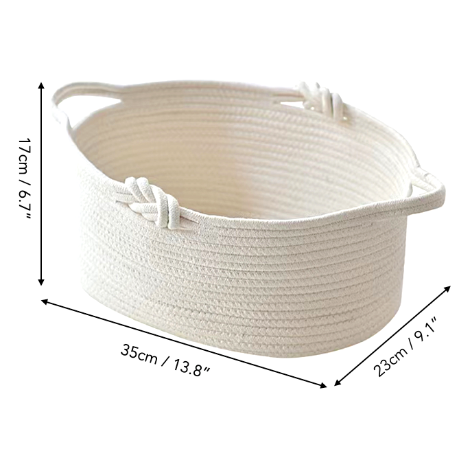 Braided Rope Oval Basket in White