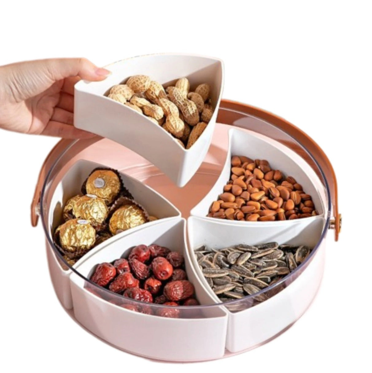 Snacks Serving Box With Handle, Inserts & Lid