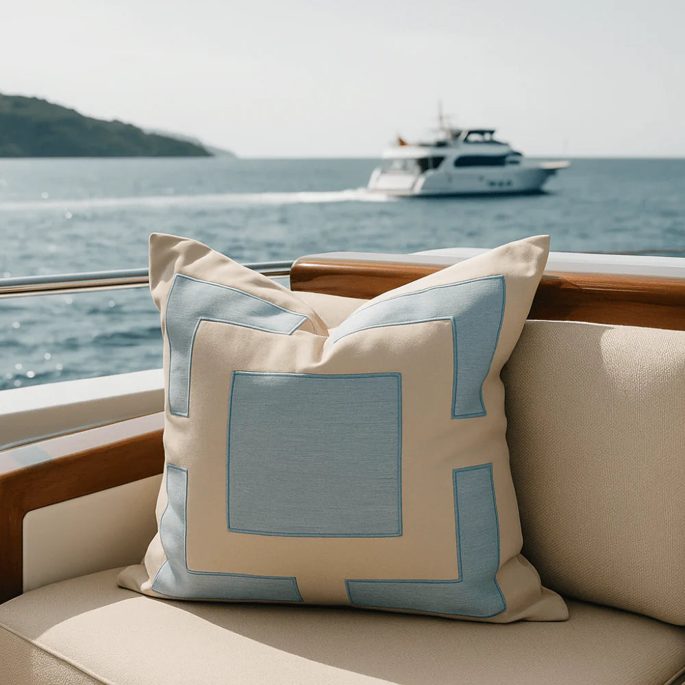 Bandhini Outdoor Cloud & Beige Panel Lounge Cushion