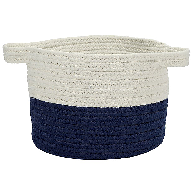 Beach Bum Braided Rope Basket Navy & White