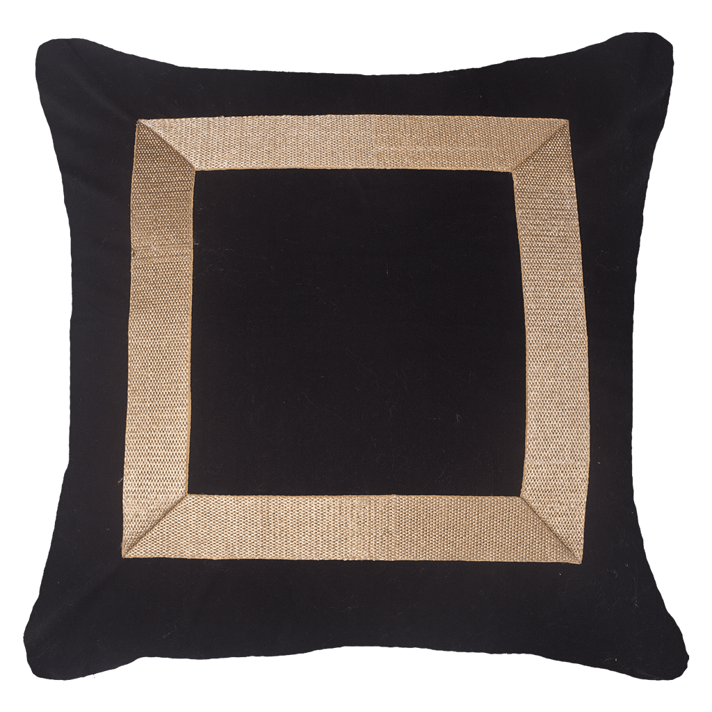 Bandhini Black & Gold Braid Cross Cushion