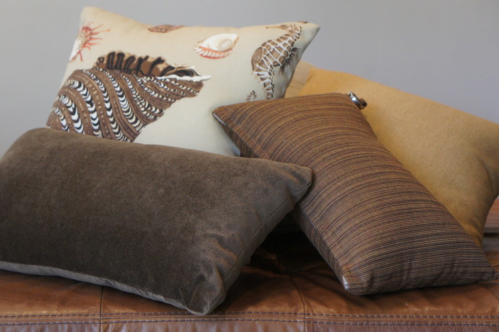 Shell Beach Dupione Oak Sunbrella Outdoor Lumbar Pillow