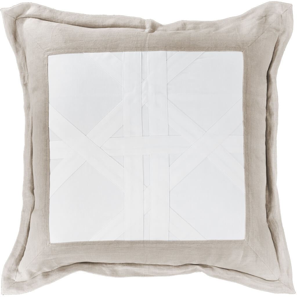 Bandhini Natural & White Denim Cross Patch Euro Cushion Cover