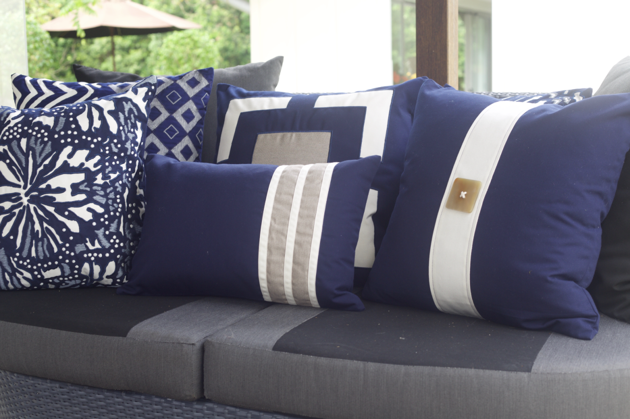 Bandhini Outdoor Navy Regent Cross Cushion