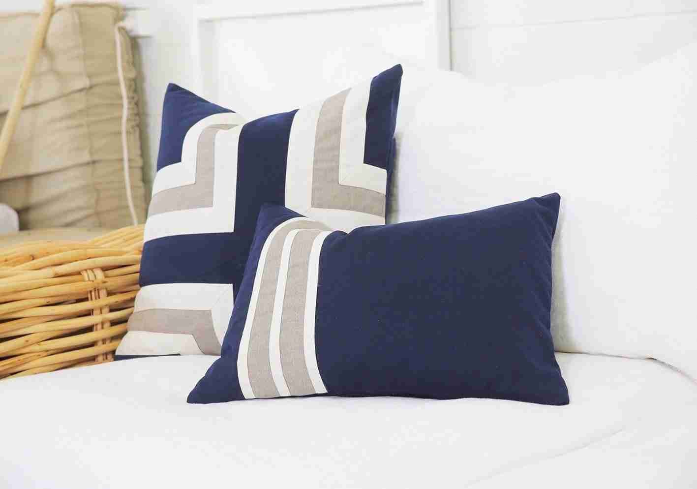 Bandhini Outdoor Navy Regent Stripe Lumbar Cushion