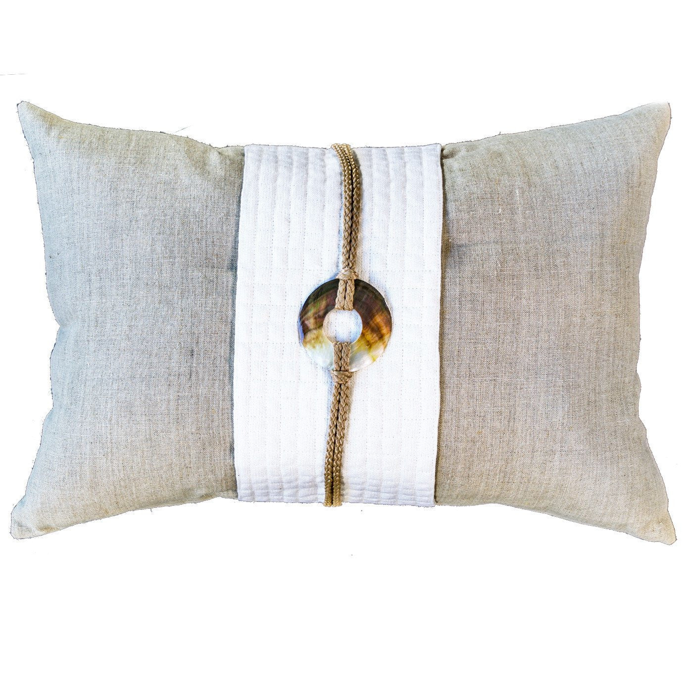 Bandhini Natural Linen Sash Lumbar Cushion
