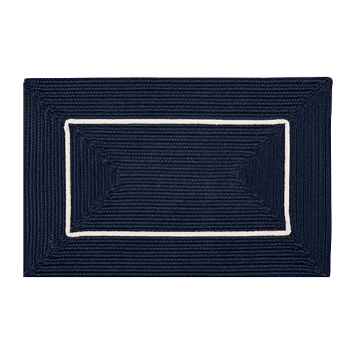 Doodle Edge Braided Rope Mat Navy Blue