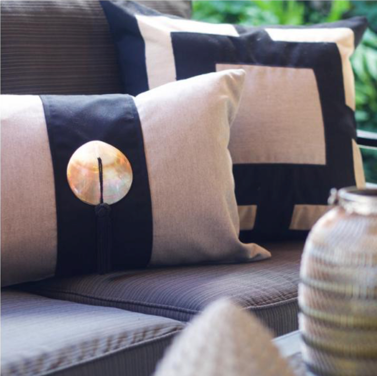 Bandhini Outdoor Black Panel Cushion