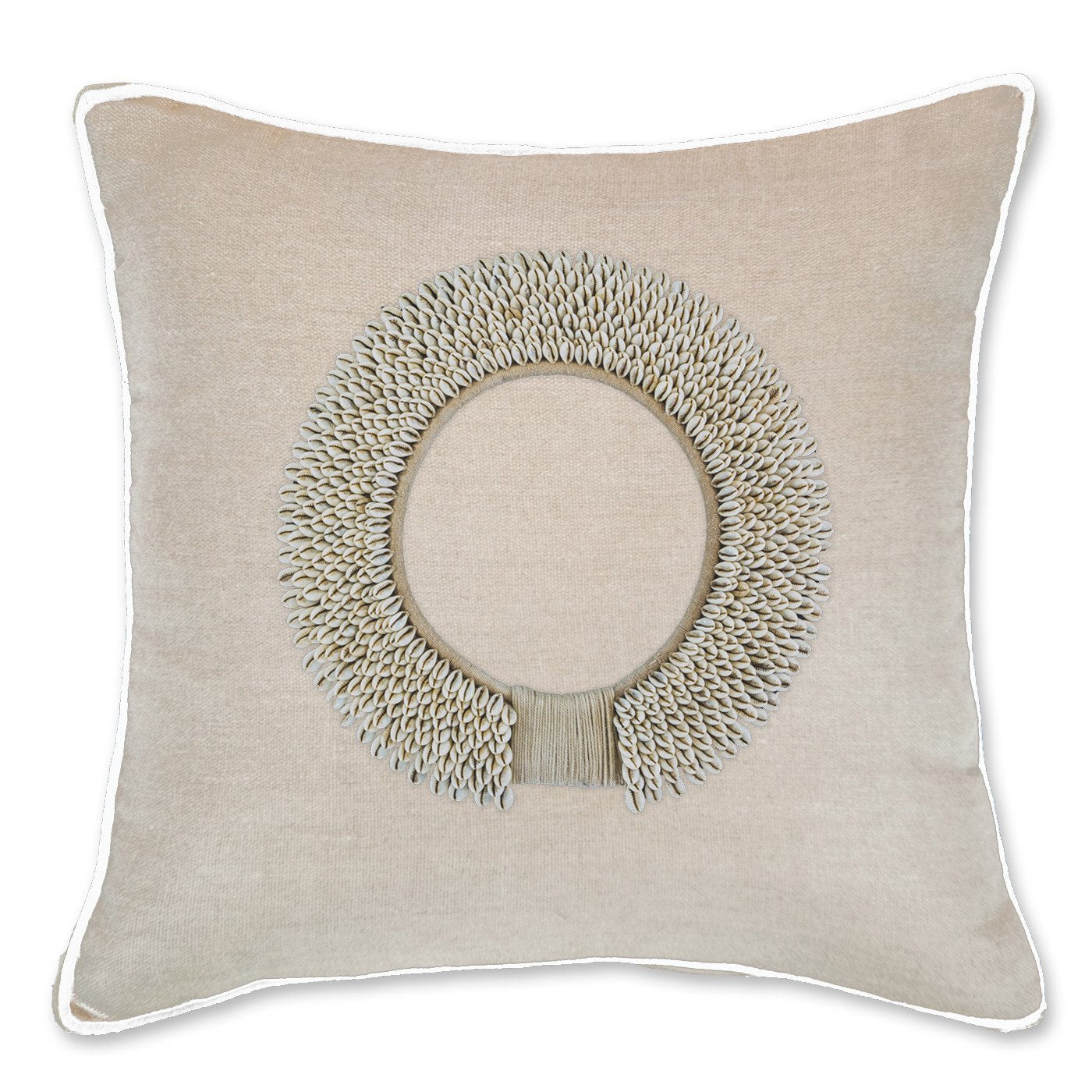 Bandhini Natural Linen Shell Ring Cushion