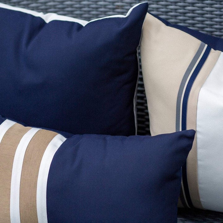 Bandhini Outdoor Navy & Beige Nautical Charlie Cushion