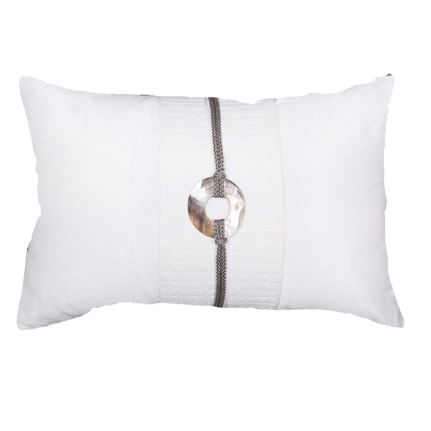 Bandhini White Linen Sash Lumbar Cushion