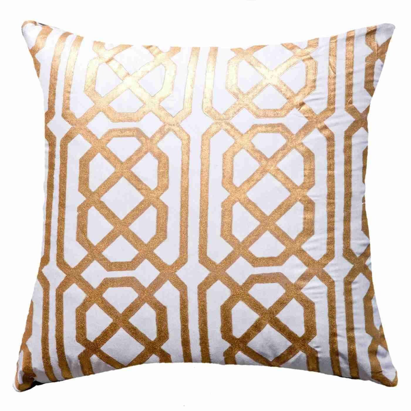 Bandhini White & Gold Braid Euro Cushion Cover