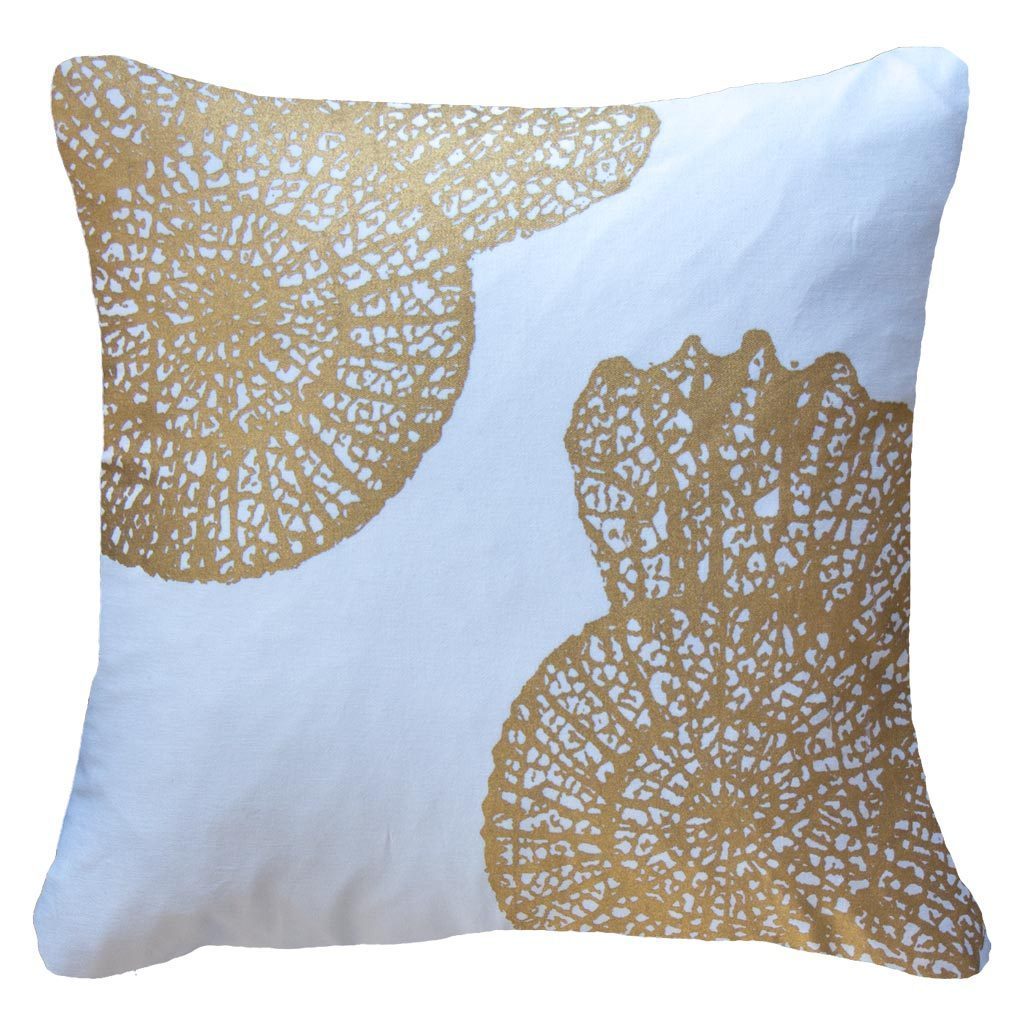 Bandhini White & Gold Tassel Disc Lounge Cushion
