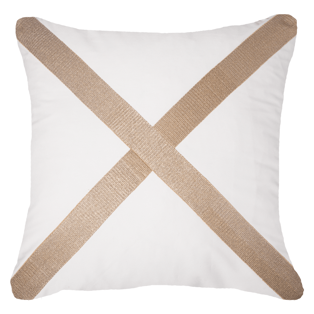 Bandhini White & Gold Tassel Disc Lounge Cushion