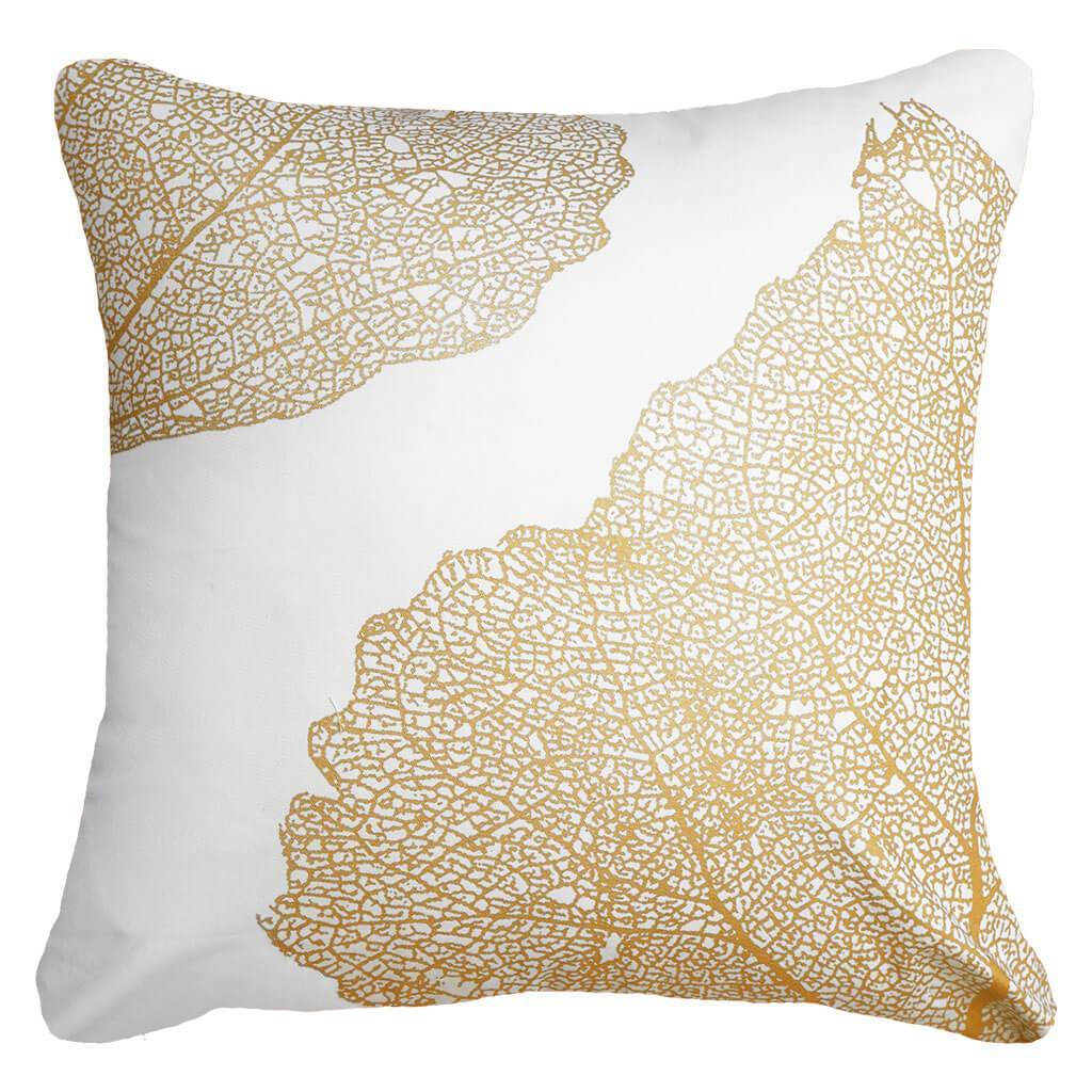 Bandhini White & Gold Braid Cross Cushion
